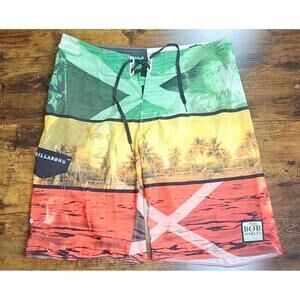 Billabong X Bob Marley All Over Print Platinum Board Short Mens 34 Stretch 11"